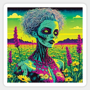 Zombie Woman in a Field Sticker